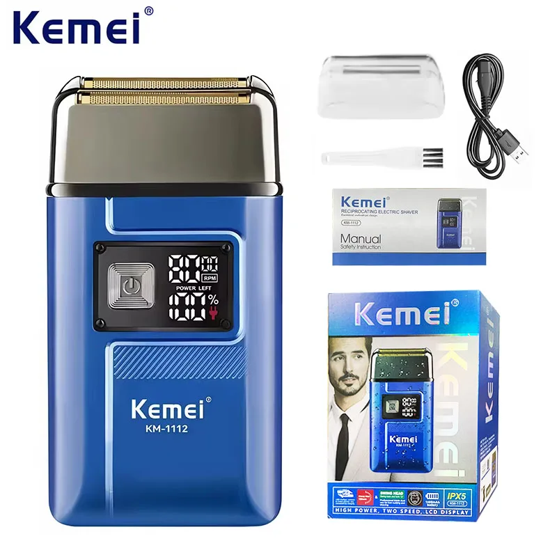 Kemei KM-1112 USB аккумуляторная электробритва для мужчин водонепроницаемая бритва 2-в-1