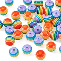 100pcslot 6mm8mm pink round transparent stripe resin cute rainbow beads with 1mm hole for diy jewelry making findings