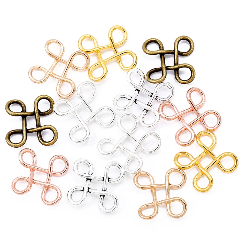 

40pcs 6color alloy Chinese knot Charms Pendants Necklace Beads for DIY Big Hole Beads Bracelets Charms 17*17mm