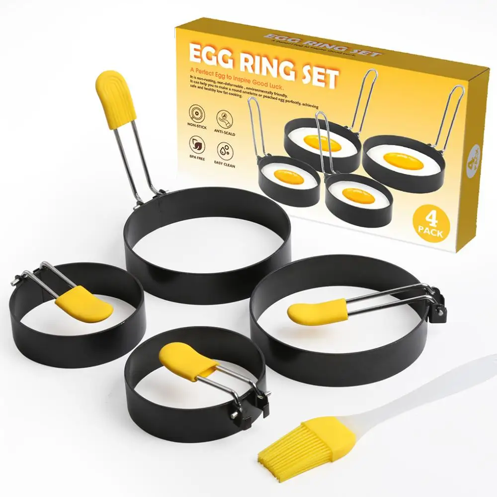 

4 Pcs Stainless Steel Fried EGG Rings Pancake Nonstick Frying Shapers Mold Shaper Utensils For Kitchen Cooking Appliances Tools