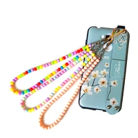 ins beaded phone chain colorful beads mobile chains hanging cord anti lost lanyard for women jewelry gift