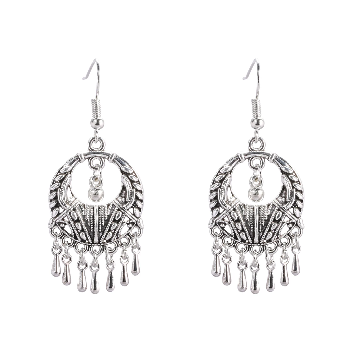 

Ethnic Style Cypsy Silver Color Vintage Long Metal Tassel Earrings for Women Statement Jewelry Hanging Earring 2023 Trend Bijoux
