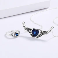 2022 new fashion silver jewelry sets for women elegant crystal pendant necklace ring for female christmas engagement gift