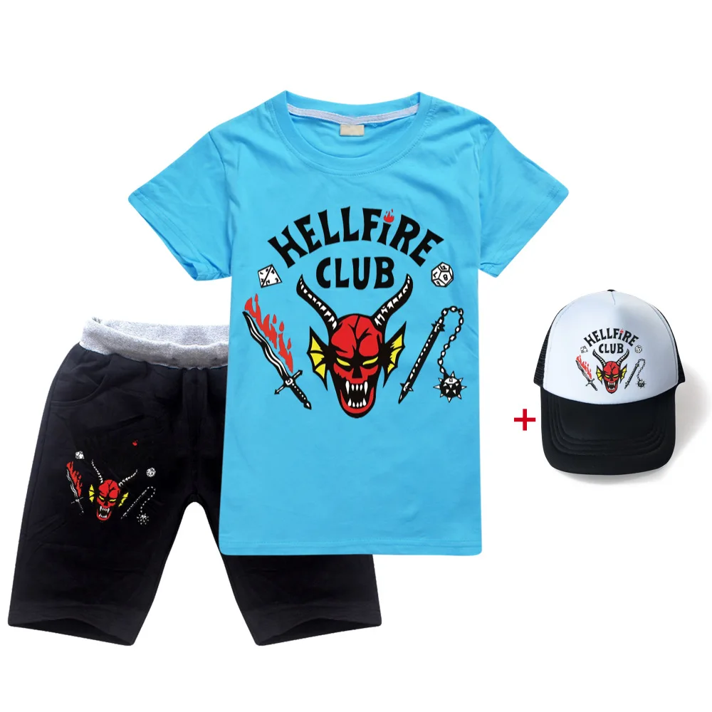 

Summer Baby Kids Clothes Girl Tracksuit Suit For Boys Children Clothing Sets+cap Girls Stranger Things 4 Clothes 2pcs Outfits