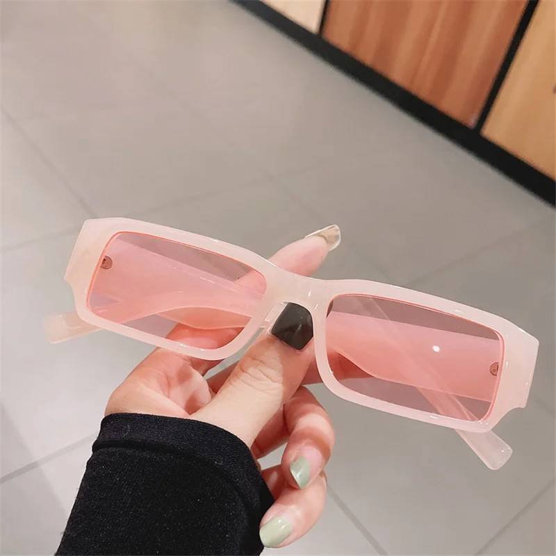 

Small Square Trendy Sunglasses Women Men Small Rectangle Sun Glasses Ladies Jelly Color 90s Eyewear Black Shades UV400