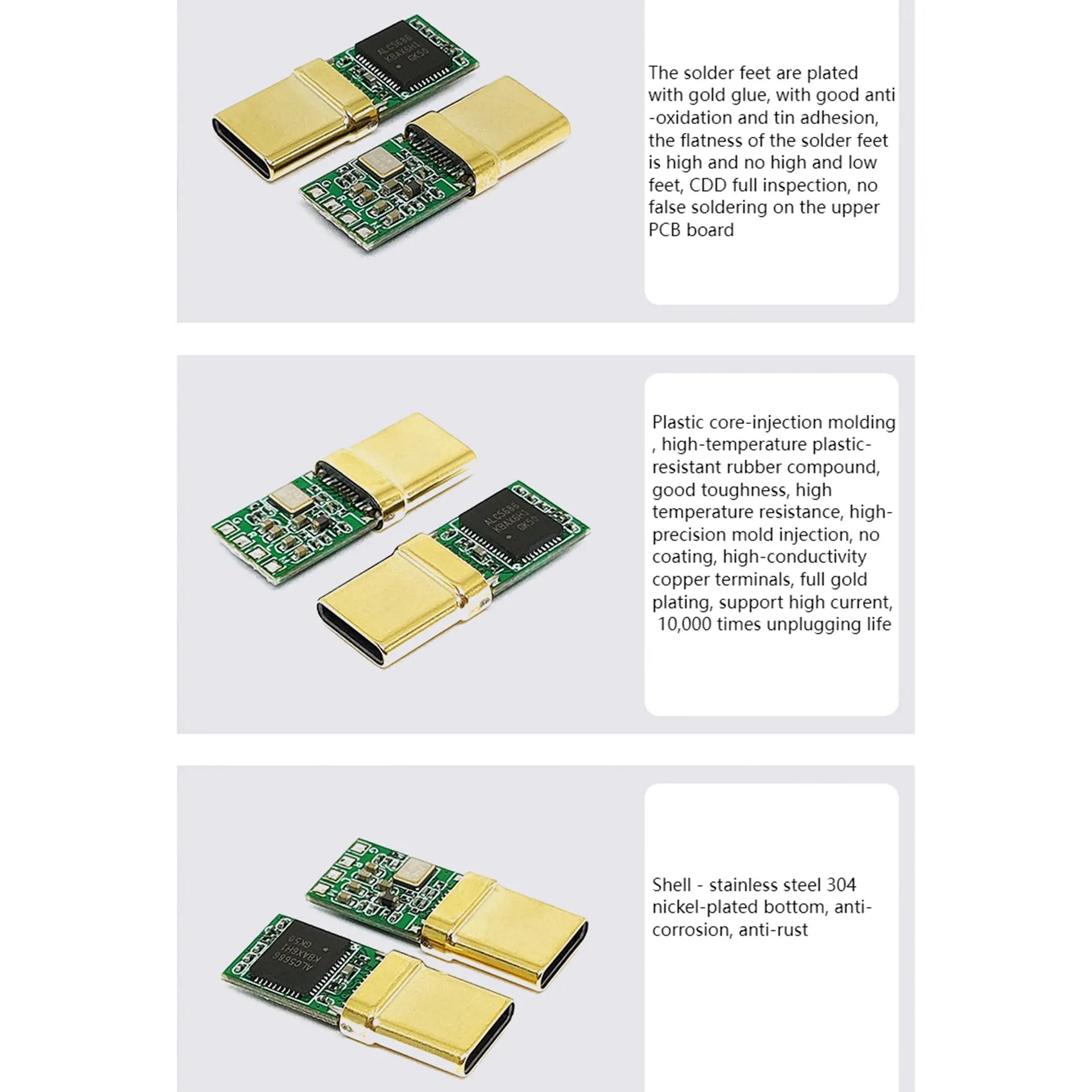 Фото Штекер A08E-USB-C, чип декодера ALC5686, позолоченный 1U, аудиоразъем 32 бит 384 кГц, разъем для быстрой зарядки, адаптер «сделай сам» №2