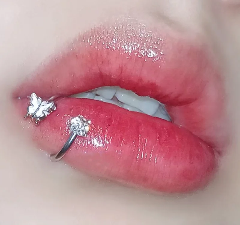 

1PC S Shape Stainless Steel Lip Ring Labret Piercing Crystal Butterfly Snake bites piercing Helix earring body jewelry