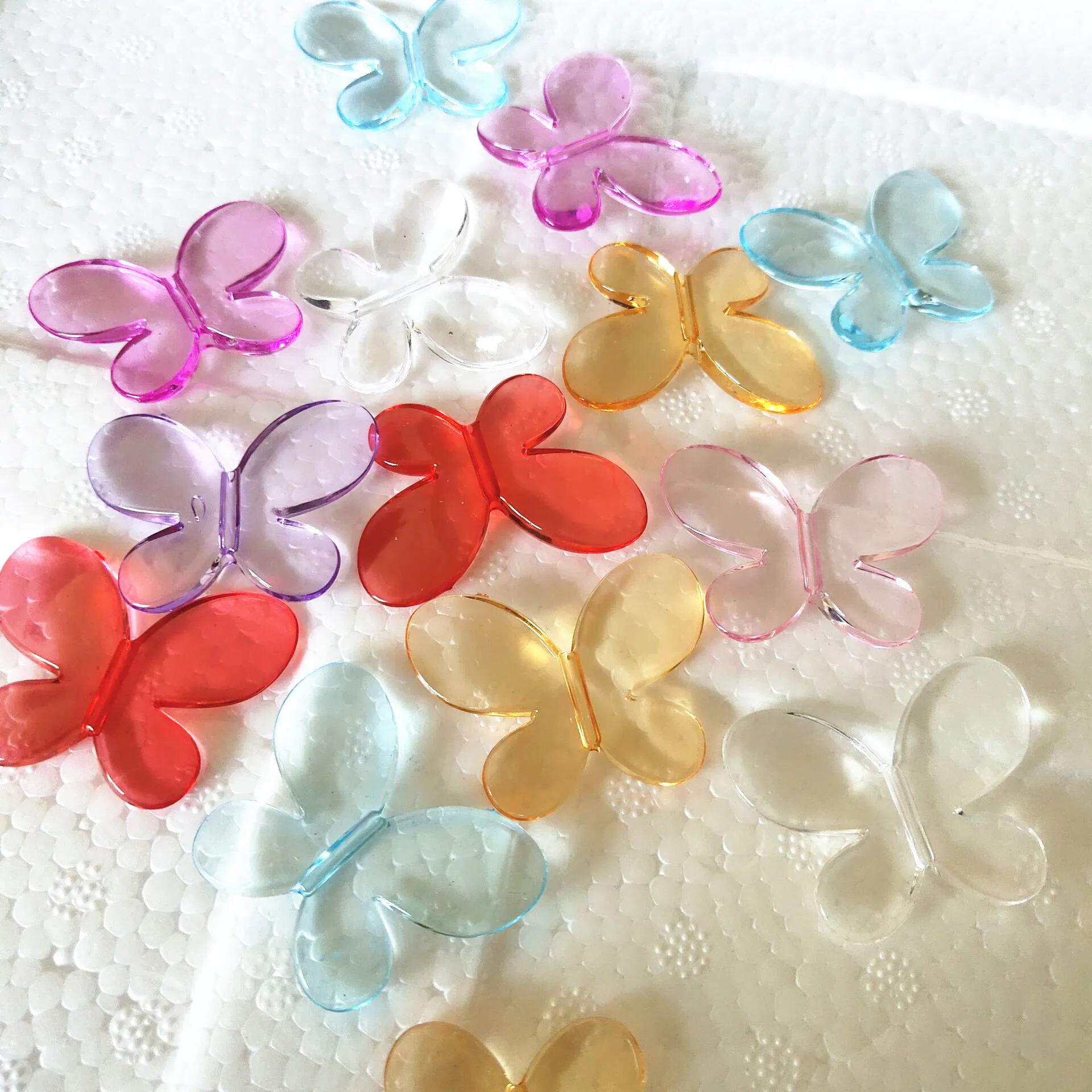 10 шт., прозрачные акриловые бусины-бабочки, 33 х43 мм