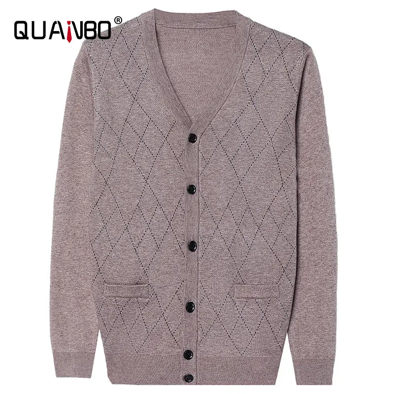 

Top Grade 6.5% Wool Men Business Knitted Sweater Autumn Winter Thicken Warm Fashion Argyle V-Neck Casual Classic Cardigan Coat