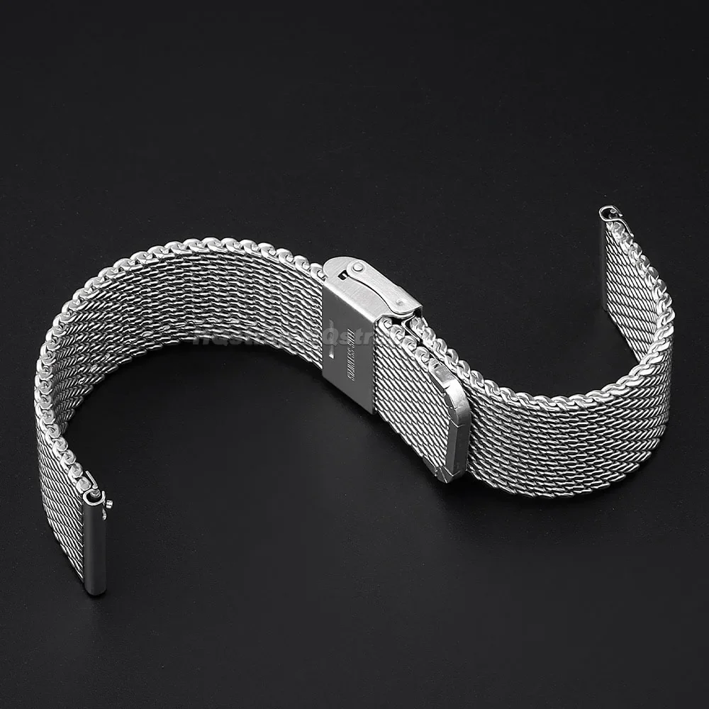 Фото 1.0mm Milanese Mesh Strap 18mm 20mm 22mm 24mm Watch Band 3mm Thick Stainless Steel Wristband Universal Folding Buckle Bracelet №3