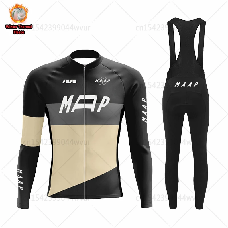 

2023 MAAP Winter Bicycle Clothing ropa ciclismo Thermal Fleece Cycling Jersey set Road Bike shirt MTB Jackets Cycling Bib Tights