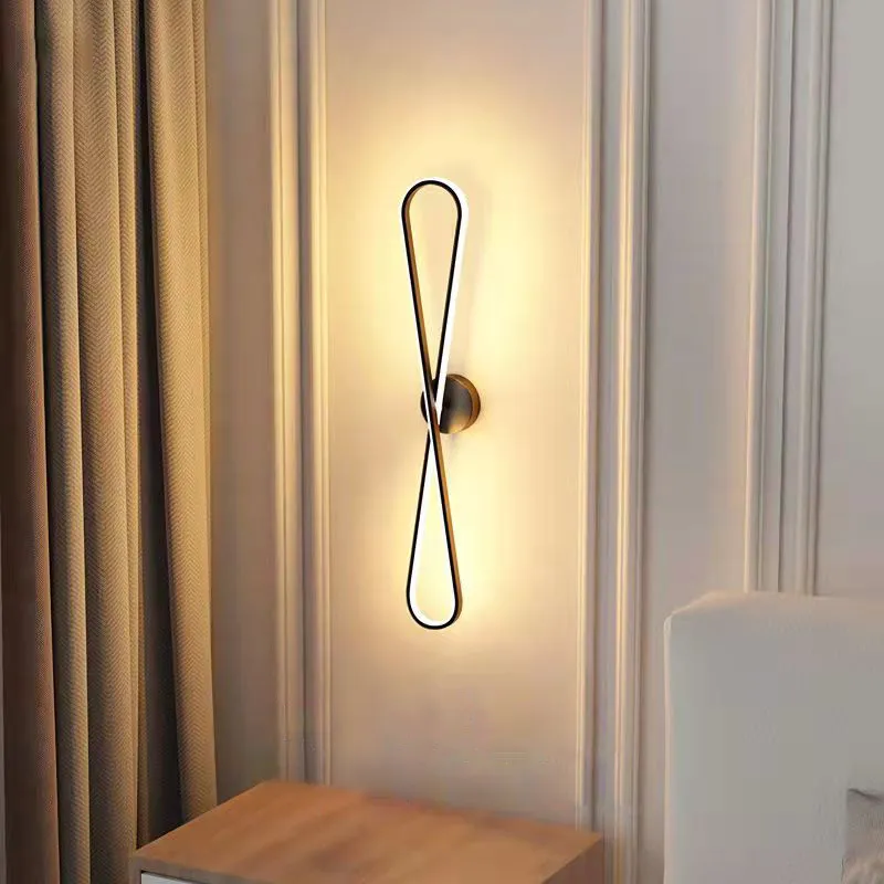 

Modern Minimalist Wall Lamps Living Room Bedroom Bedside Luster LED Indoor black white Lamp Aisle Lighting decoration