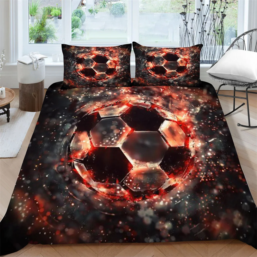

Soccer Bedding Sets Full Size Duvet Cover and Pillowcase 3D Football Cartoon Twin Double Bed Set Home Textile Comforter Set