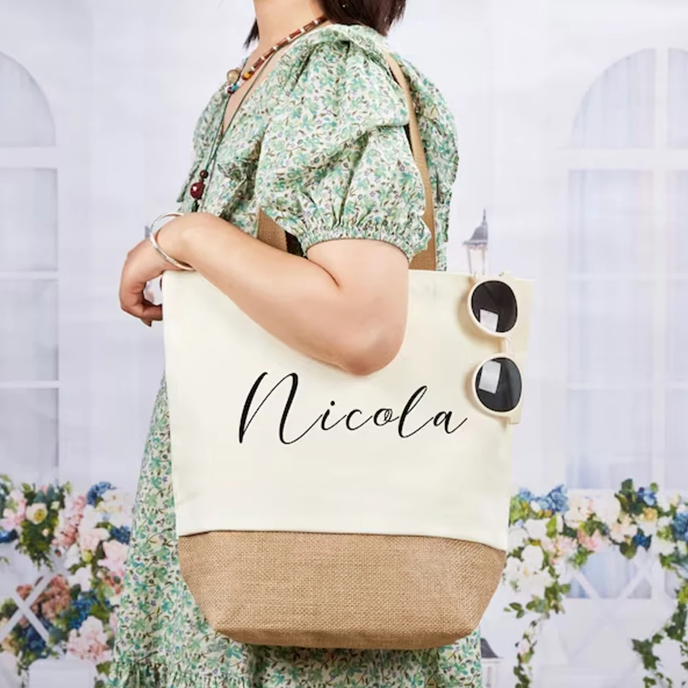 Льняная сумка-тоут на заказ пляжная сумка с индивидуальными подарками подружкам