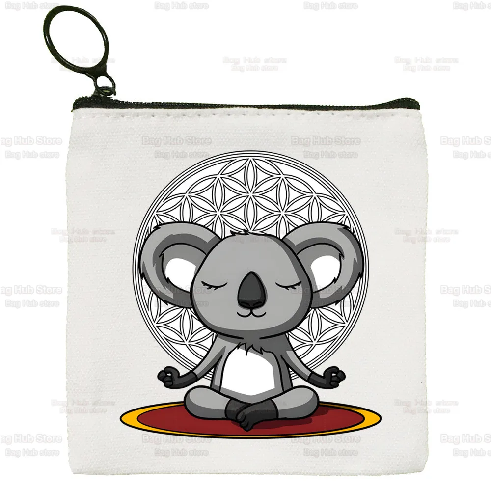 Kawaii Koala Cute Cartoon Korean Version Simple Coin Purse Female Student Canvas Cute Key Bag Mini Clutch Small Purse