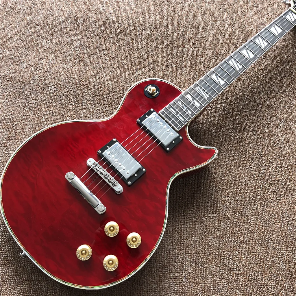 Новое поступление красная электрическая гитара с черным грифом и красочным