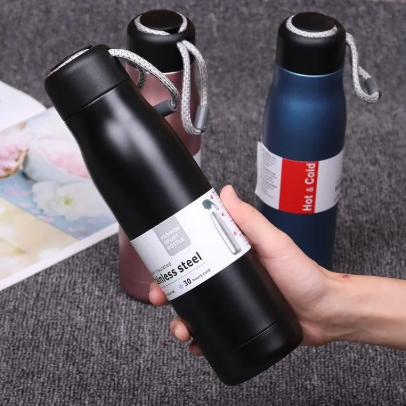 

1pcs Stainles Steel Thermal Water Bottle with Portable Rope 350ml 500ml Sport Thermos Bottle Hot and Cold Insulated Vacuum Flask