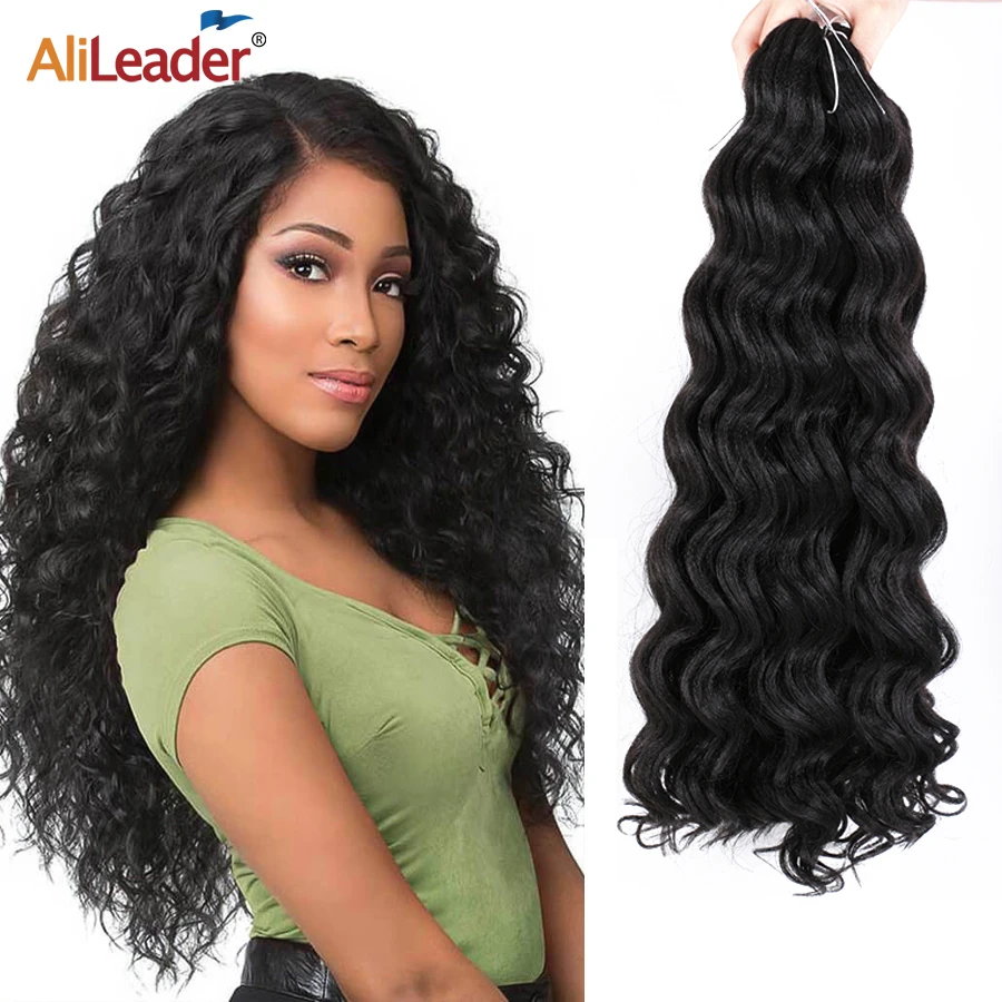 Alileader Synthetic Deep Wave Twist Crochet Hair Natural Synthetic Braid Hair Afro Curls Ombre Freetress Water Wave Crochet Hair