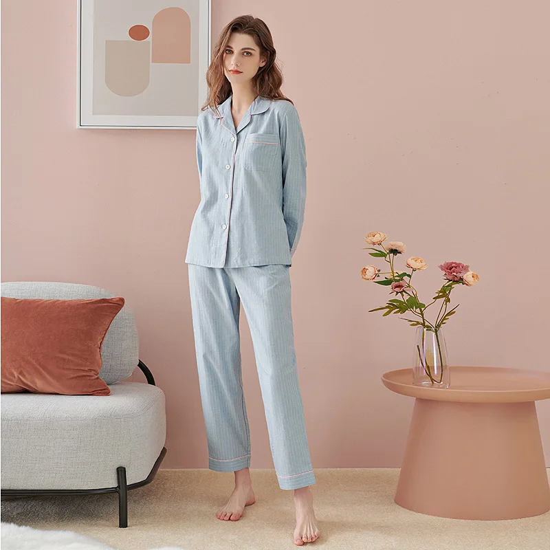 Pajamas Couple Set Sleepwear Pajamas 2pcs Pyjamas Suit Button-Down Pijama Women Men Cotton Sleepwear Nightwear Home Clothes