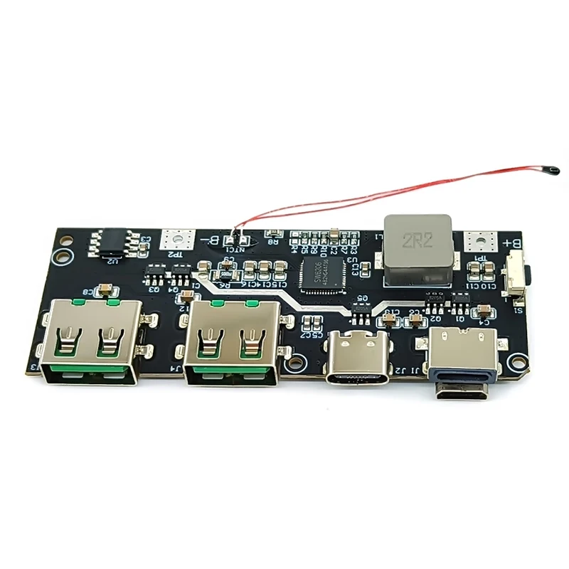 Внешний аккумулятор QC4.0 QC3.0 светодиодный с двумя USB-портами 5 В 22 А 18650 Вт Micro/Type-C USB