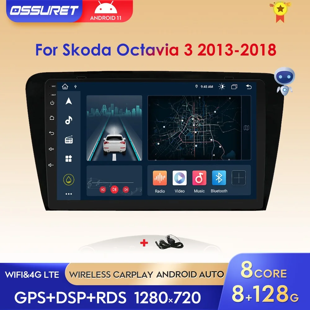 

2din Autoradio for Skoda Octavia 3 III Android Car Radio Multimedia Player Navigation bluetooth audio stereo carplay speakers 4G