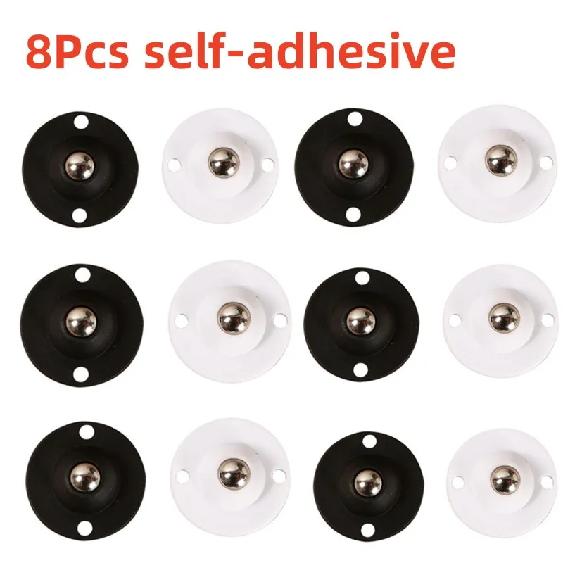 

8Pcs Furniture Casters Stainless Steel Roller Self Adhesive Mute Pulley 360° Rotation Strong Load-bearing Universal Wheel
