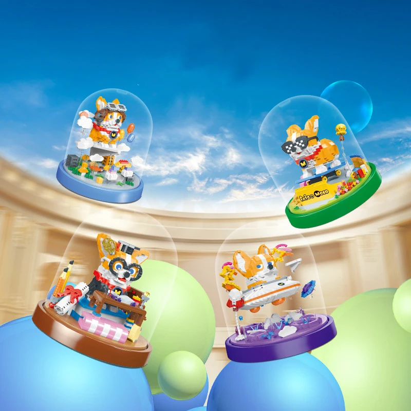 

Kawaii собака Моко микро строительные блоки животные НЛО доктор скейт корги DIY Мини кирпичи Фигурки игрушки Дети Рождественские подарки с дисплеем