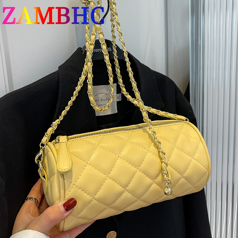 

Fashion Casual Diamond Lattice PU Leather Bucket Shoulder Crossbody Bags for Women 2023 New Trend Lady Luxury Brand Travel Totes