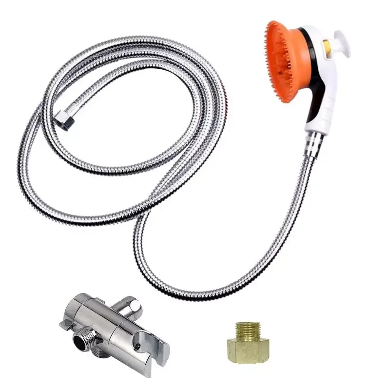 

Pet Shower Faucet Sprayer And Scrubber Tool Pet Bathing Supplies Pets Massage Shower Sprayer Grooming Brush Shower Head Bathroom