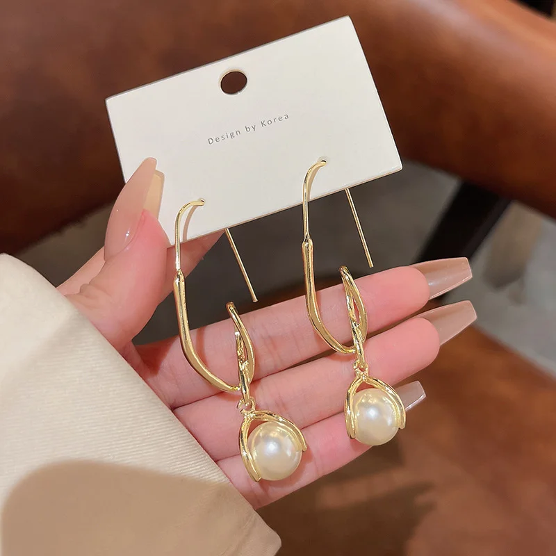 

S925 Silver Needle Super Fairy Versatile Long Tassel Pearl Earrings Women ins Fashion Net Red Same Style Personality Earrings