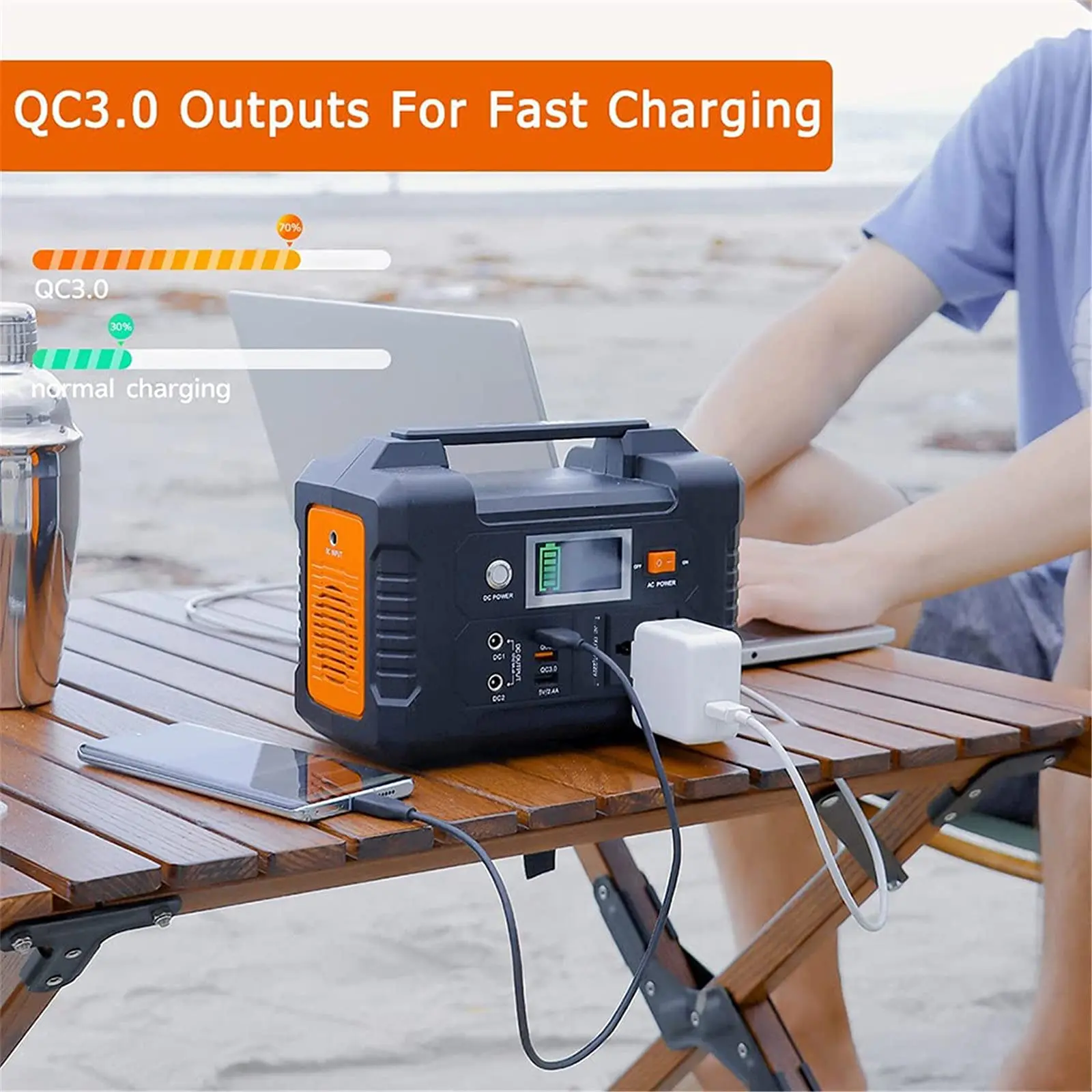 

Portable Power Station 220V 230V 200W (Peak 250W) 40800mAh Solar Generator Emergency Outdoor Camping Fishing Power Bank Battery
