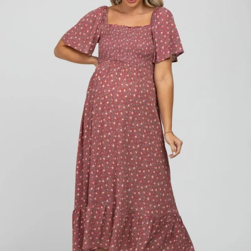 Swintager Элегантное длинное платье-пуловер Шифоновая юбка платье для беременных без