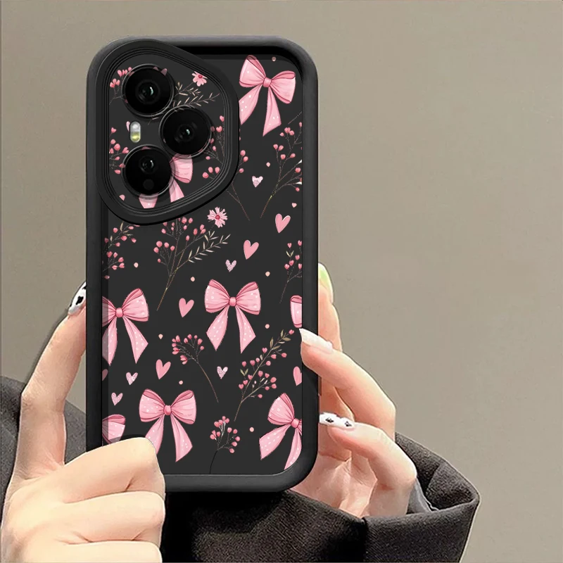 Фото Мягкий чехол из ТПУ для телефона Honor 400 Pro 200 Pro X8c X9c Smart X6b X6c X6a Magic7 Lite с розовым бантом и силиконовым защитным чехлом №4