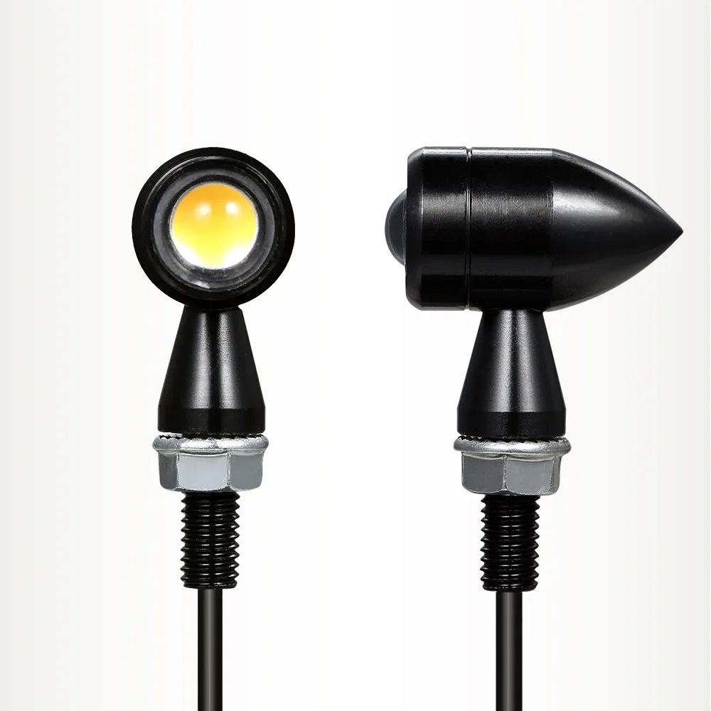 2PCS Chopper Bobber Motorcycle Mini LED Turn Signal Lights F