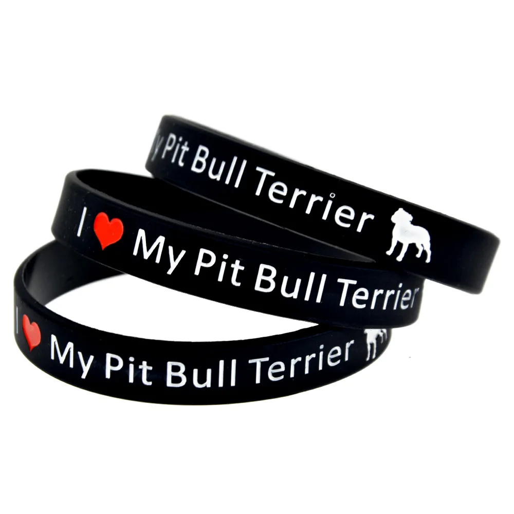 1 шт. Браслет из силиконовой резины I Love My Pit Bull Terrier черный