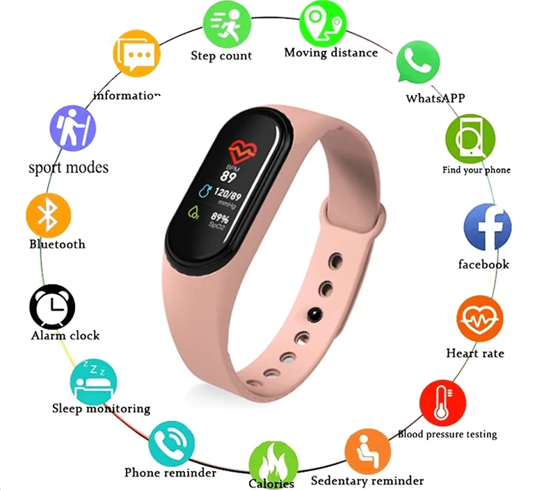 

For Apple Huawei Xiaomi M4 Pedometer Counter Tracker Smart Bracelet Digital Watch Men and Women Heart Rate Monitoring