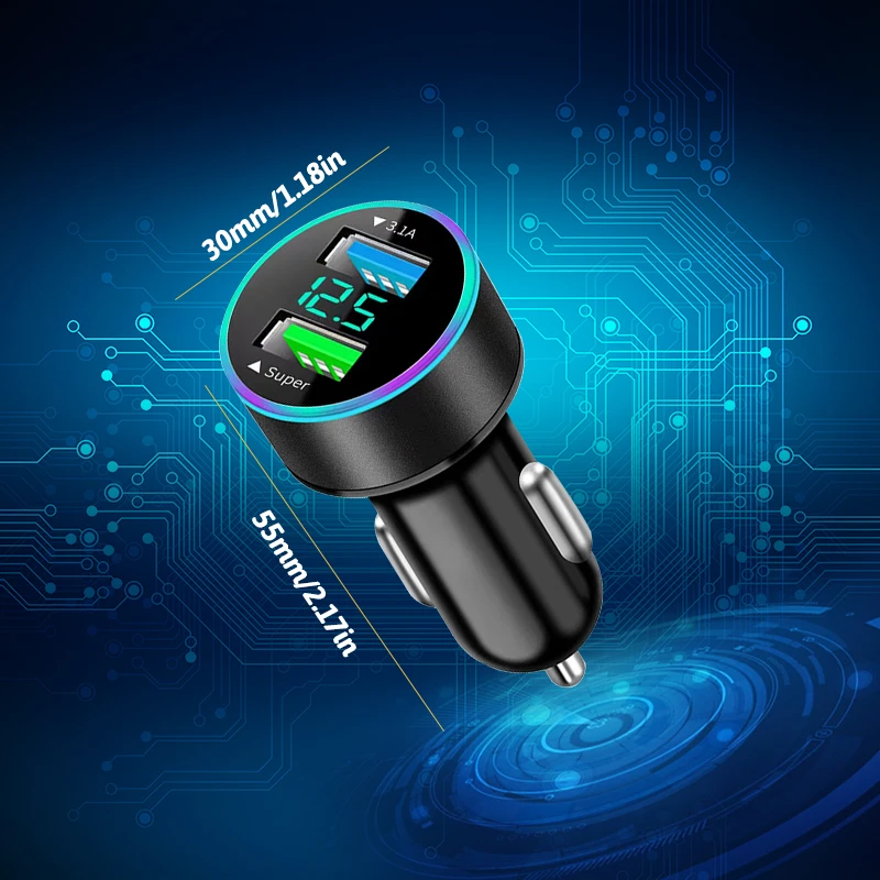 Многофункциональное интеллектуальное автомобильное зарядное устройство 66 Вт с