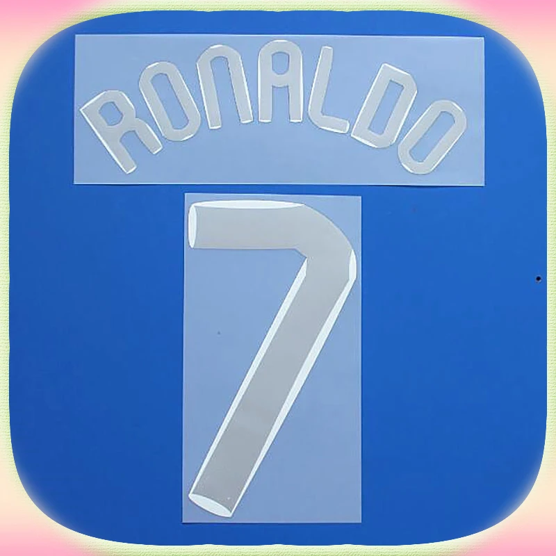 

06-08 Retro Namesets Badges Patches Iron On Football Namesets Patches Top Quality Vintage Soccer Namesets Silver Color