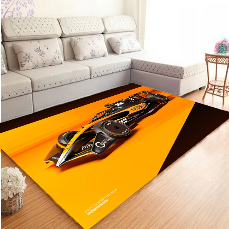 Classic F1 Racing Pattern Printed Carpet Bedroom Family Living Room Office Bathroom Mat