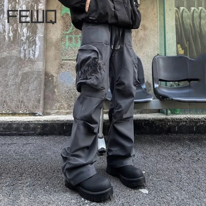 FEWQ Американские плиссированные рабочие брюки с несколькими карманами свободные