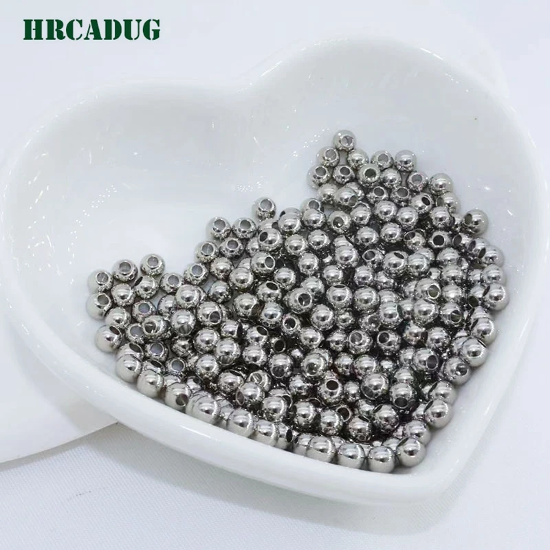 Wholesale Smooth Round Bead 18K Gold Plated Brass Metal Spacer Beads For Jewelry Making Accessories DIY Bracelet Beaded Material