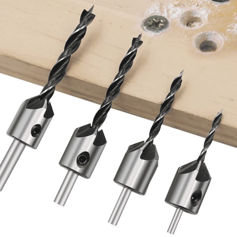 

3mm-6mm 4pcs Carpentry Drill HSS Flute Countersink Drill Bits Set Chamfer Reamer For Woodworking Drill Bit Power Tools