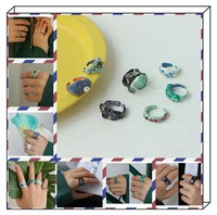colored glaze ring hand painted oil dripping opening adjustable not easy to fade ring ins chinoiserie style ring fashion jewelry