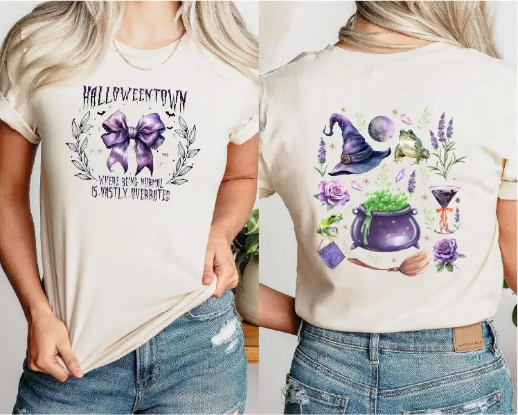 Хэллоуин где бы нормально была ярким тематическая футболка с надписью свитер