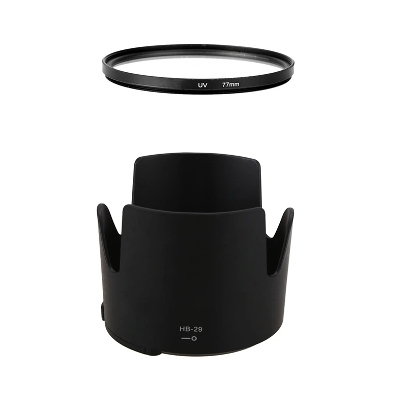 

1 Pcs 77Mm Uv Ultra-Violet Filter Lens For Canon Nikon Dslr Camera & 1 Pcs Hb-29 Lens Hood For Nikon 70-200Mm