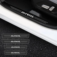 4x car door stickers car threshold door entry pedal guards for haval logo scuff plate carbon fiber sill protector