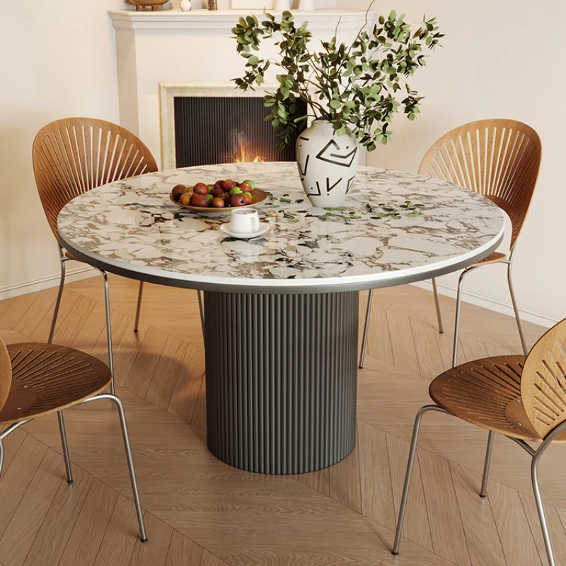 

Роскошный обеденный стол в скандинавском стиле, мраморный Простой Круглый туалетный столик, современные дизайнерские Мезы, мебель для дома YX50CZ