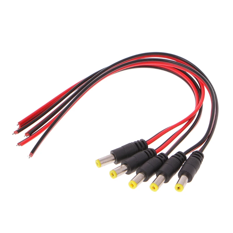 

5 Pcs 5.5x2.1mm Male for DC Power Plug Connector CCTV PSU Pigtail Cable 12V
