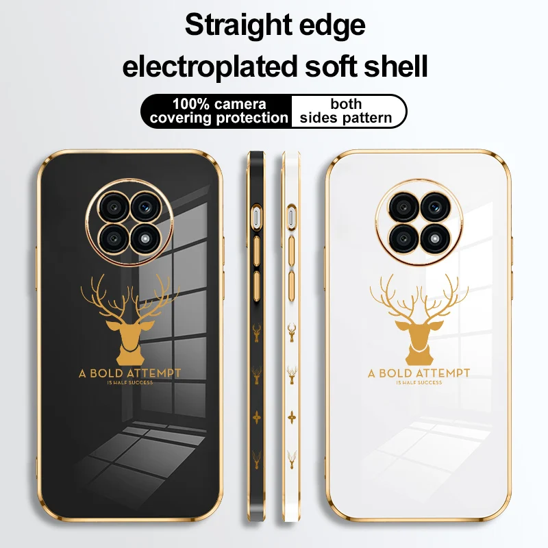 

Phone Case For Huawei Honor 9X Pro X10 X20 SE P Samrt Z Y9 Prime 2019 V30 V40 Anti Fall Plating Deer Straight Edge Soft Cover
