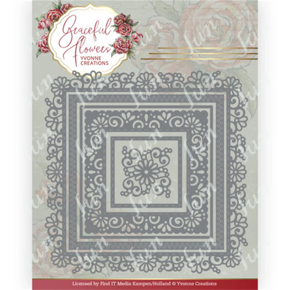 

2022 New Graceful Square Metal Cutting Dies Scrapbook Diary Decoration Stencil Embossing Template Diy Greeting Card Handmade
